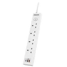 PHILIPS EXTENSION 4 OUTLET 2XUSB/1XC 30W GAN 3M POWER BAR WHITE CHP8243WA/89