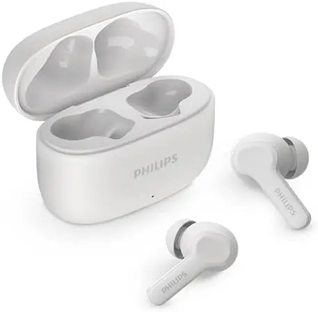 Philips TAT1109WT/97True wireless headphones charging case, Natural sound. Dynamic bass, Clear calls,up to 10m, White Color.