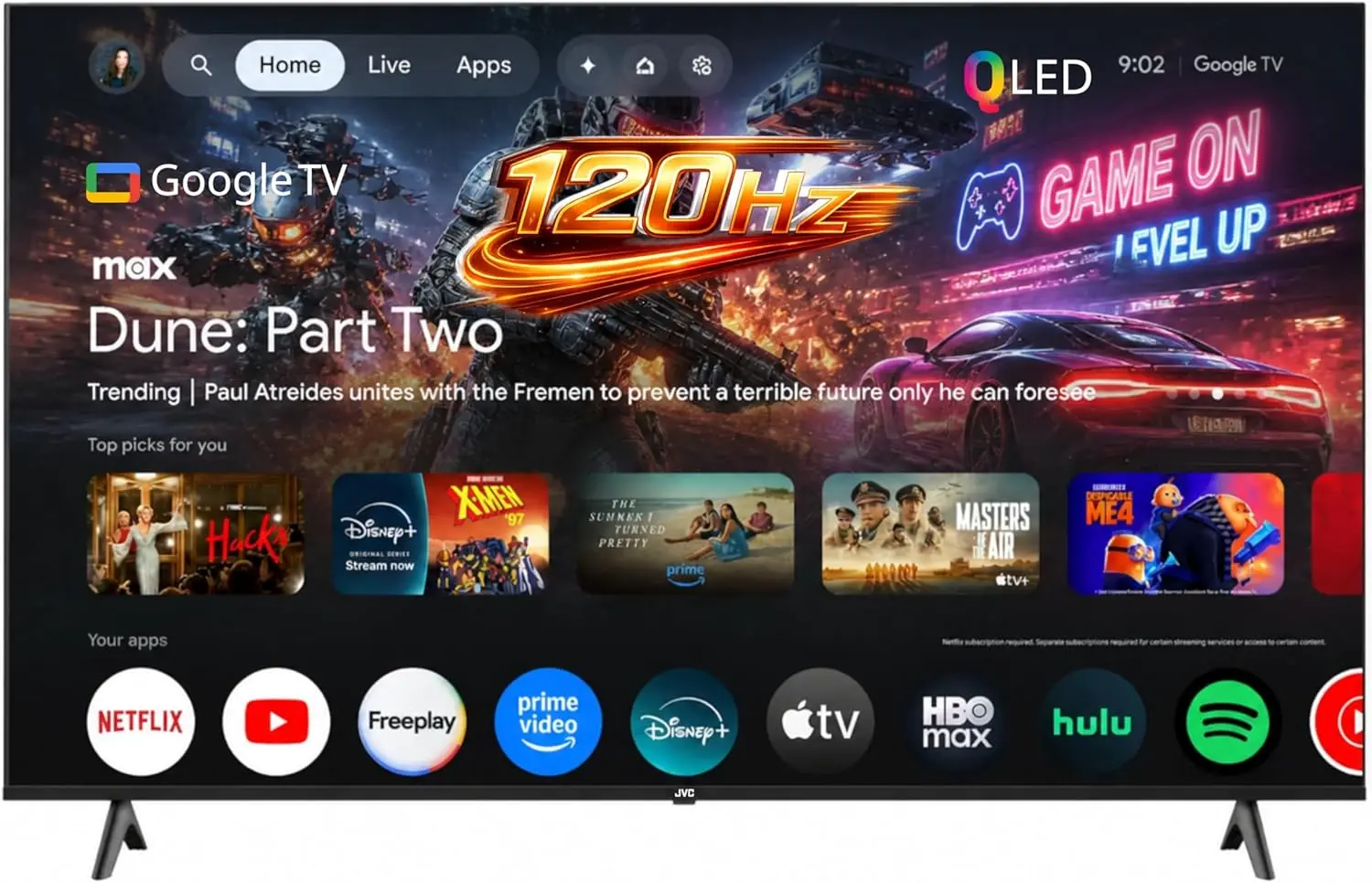 JVC 75 INCH QLED 4K UHD 120HZ GOOGLE TV LT-75NQ7115