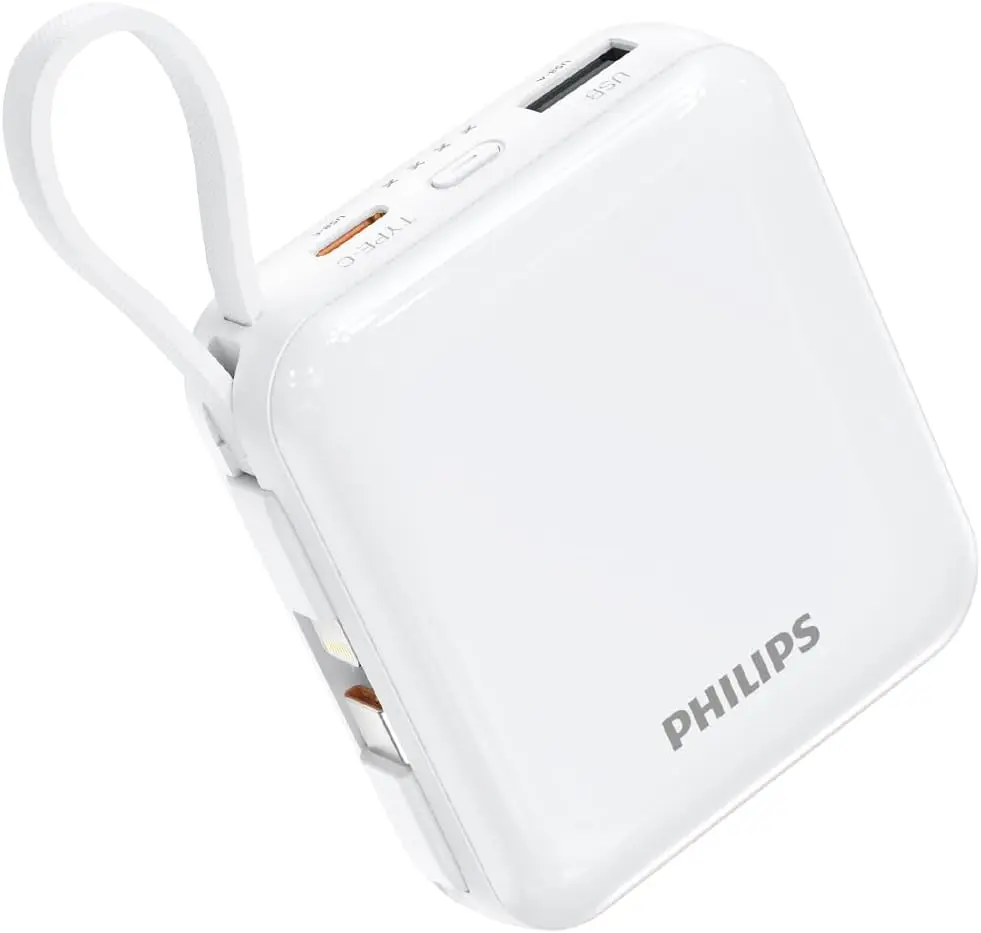 Philips DLP5713CW/00 10000mAh Powerbank Super Mini Series Charging Cable, Maximum 22.5 W 