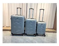 GLOBETROTTER TROLLEY SET PCS 55CM,67CM,77CM GEORGIA3PCSL SILVER 