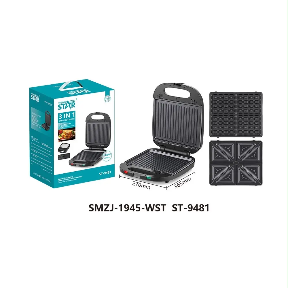WINNING STAR SABDWICH MAKER 3 IN 1 1400 W ST-9481 MADE IN CHINA ( 1 YEAR FULL WARRANTY )