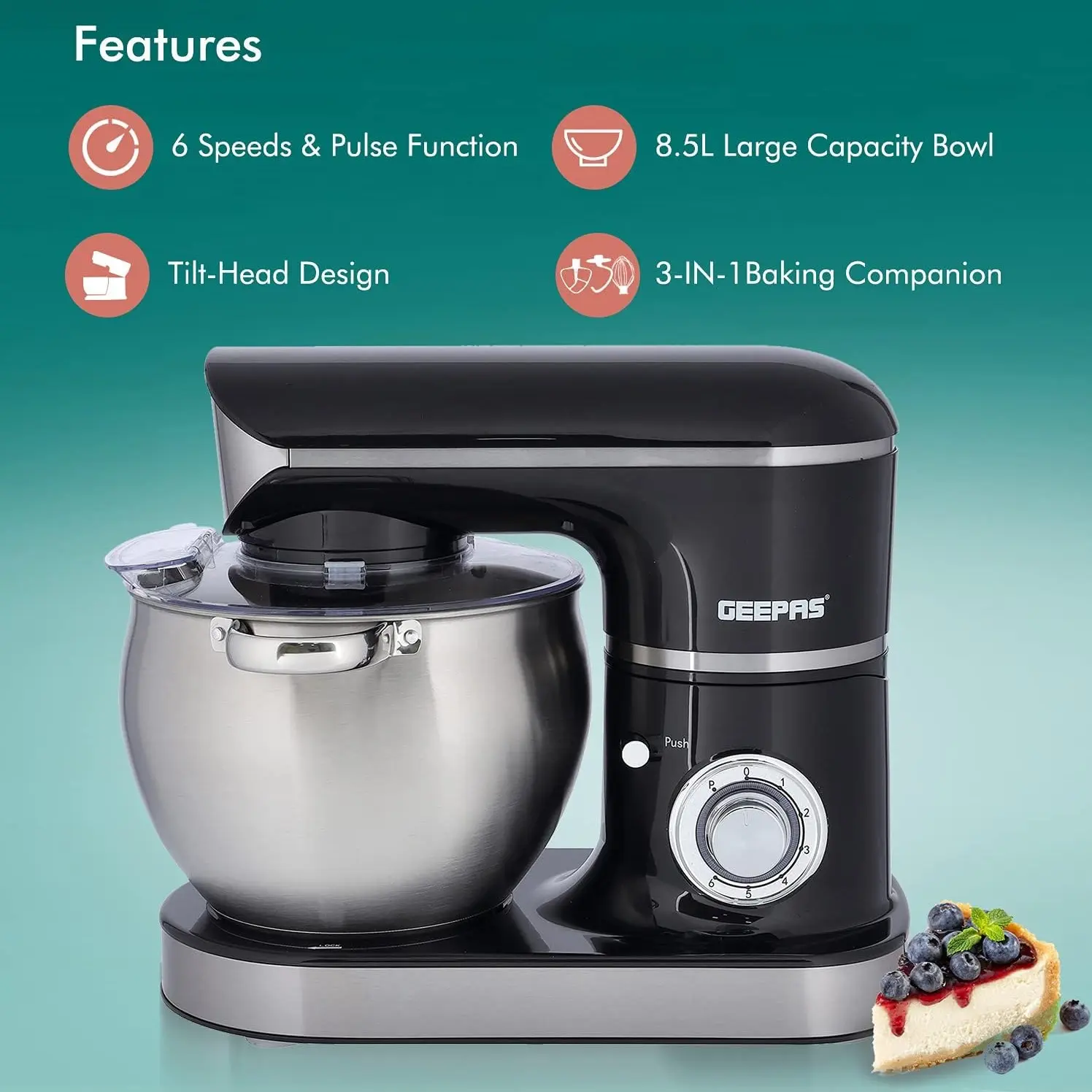 GEEPAS STAND MIXER 8.5L GSM43040 MADE IN CHINA ( 2 YEAR FULL WARRANTY )