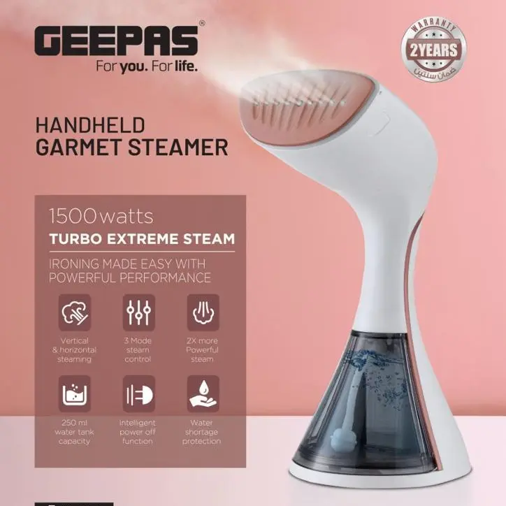 GEEPAS HANDHELD GARMENT STEAMER 1500W 250ML GGS25035 MADE IN CHINA ( 2 YEAR FULL WARRANTY )