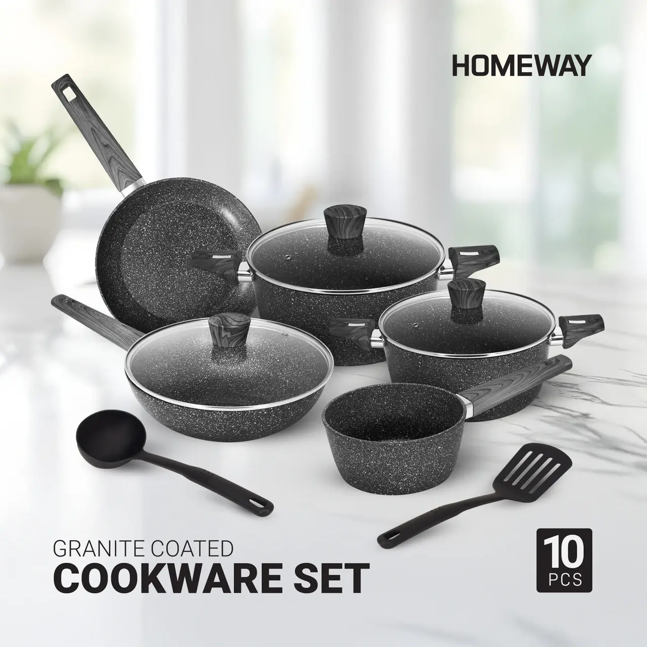 HOMEWAYE 10 PCS GRANITE COTING SETT HW3690