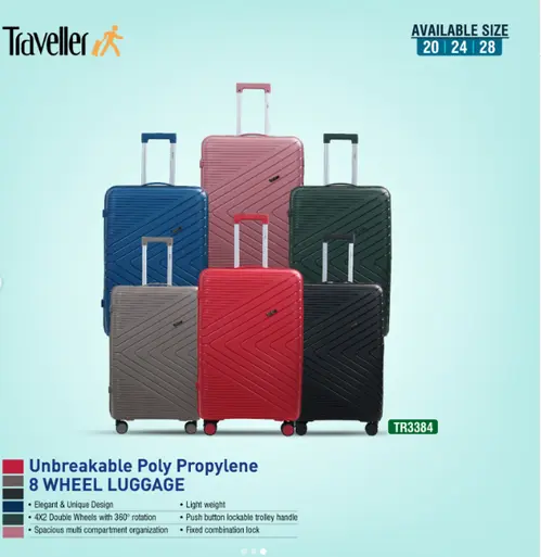 TRAVELLER TROLLEY SET 3PCS 20CM 24CM 28CM TR3384 WARRANTY 2 YEAR