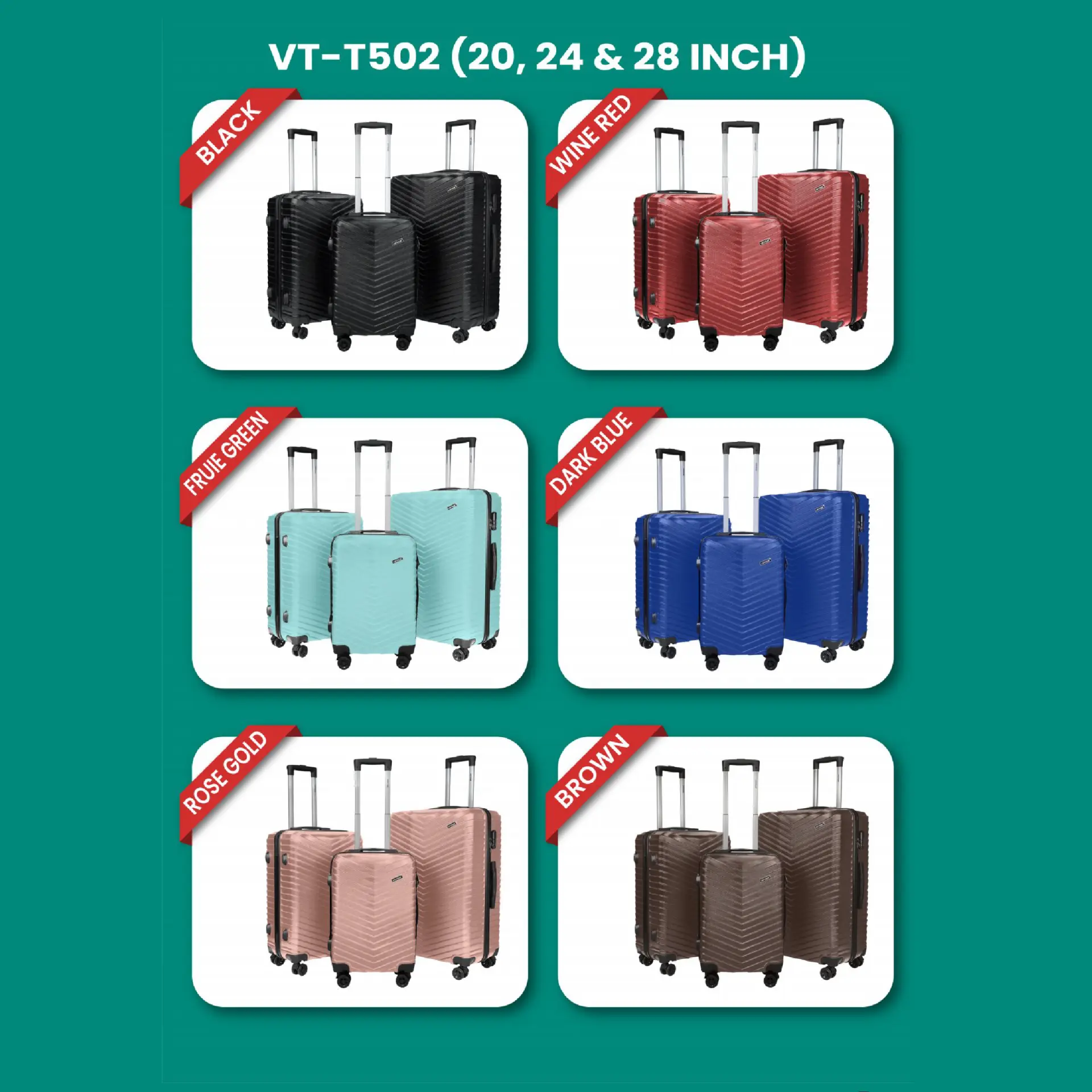 STARGOLD TROLLEY 3 PCS SET VT-T502 20-24-28 INCH