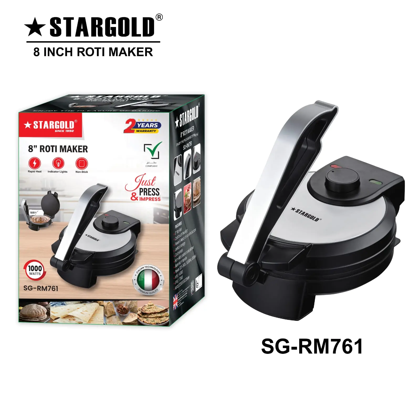 STARGOLD CHAPATI MAKER 8" 1000W SG-RM761