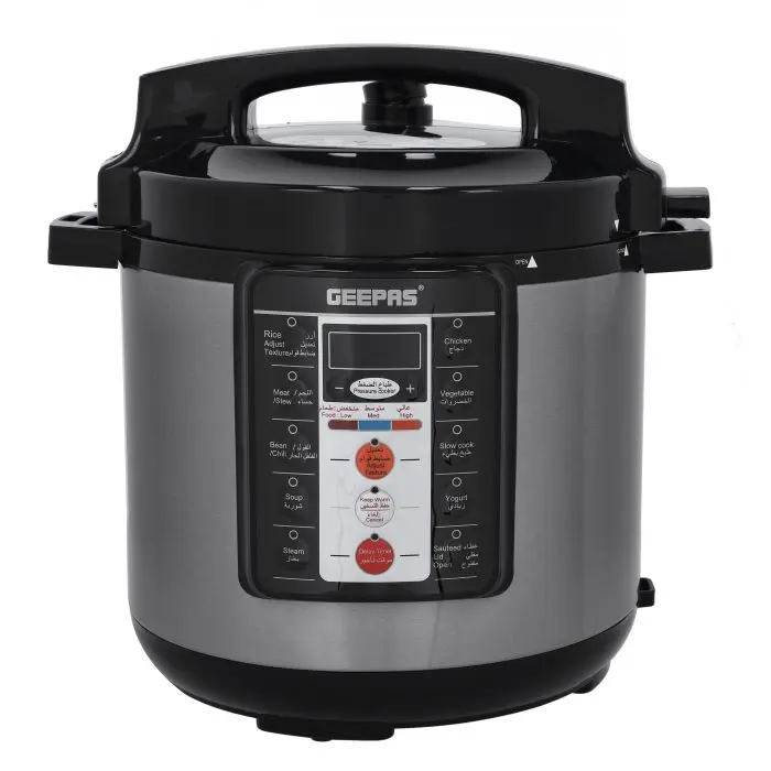 GEEPAS PRESSURE COOKER 6 LTR DIGITAL TEFAL POT 14 PROGRMS GMC35038UK MADE IN CHINA ( 2 YEAR FULL WARRANTY )