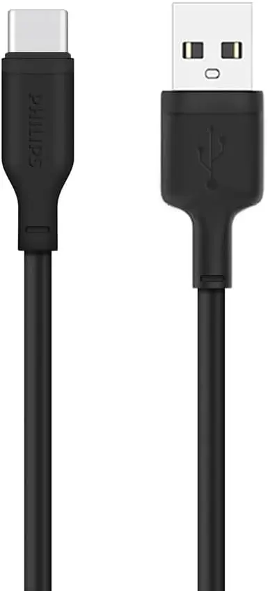 Philips DLC6541AB/00 USB-A to USB-C Cable, Sync and Charge, 1 m, Black, Supports USB 2.0 high speed 480Mbps data transfer rate DLC6541AB/00