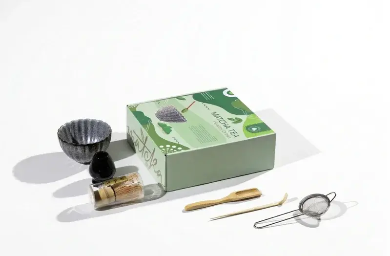 MATCHA BREWING KIT WITH SPOUT - GREEN+GRAY 