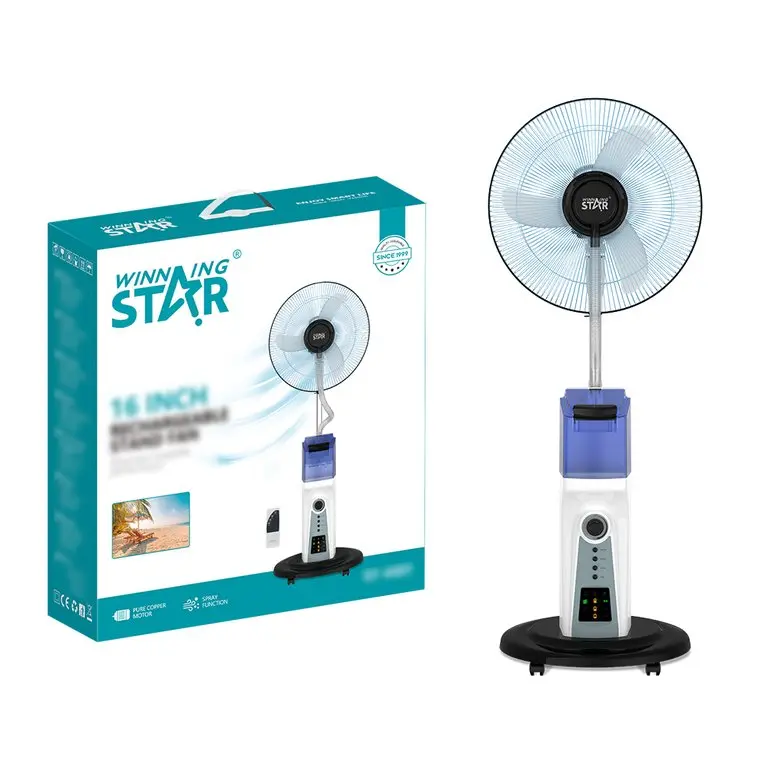 WINNING STAR RECHARGABLE COPPER SPRAY FAN WITH TIMER REMOTE CONTROL ST-4501 MADE IN CHINA ( 1 YEAR WARRANTY )