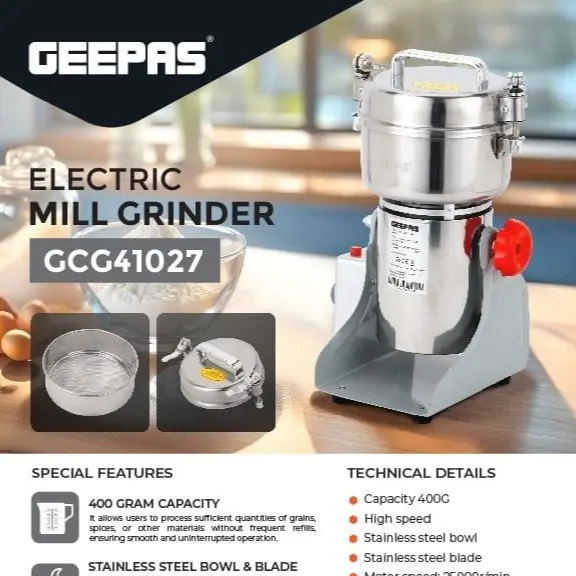 GEEPAS COFFEE GRINDER 1800WAT 400 GRAM GCG41027 MADE IN CHINA ( 2 YEAR FULL WARRANTY )