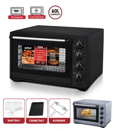 SANFORD ELECTRIC OVEN 60 LTR 2000W SF5621EO MADE IN CHINA ( 2 YEAR FULL WARRANTY )