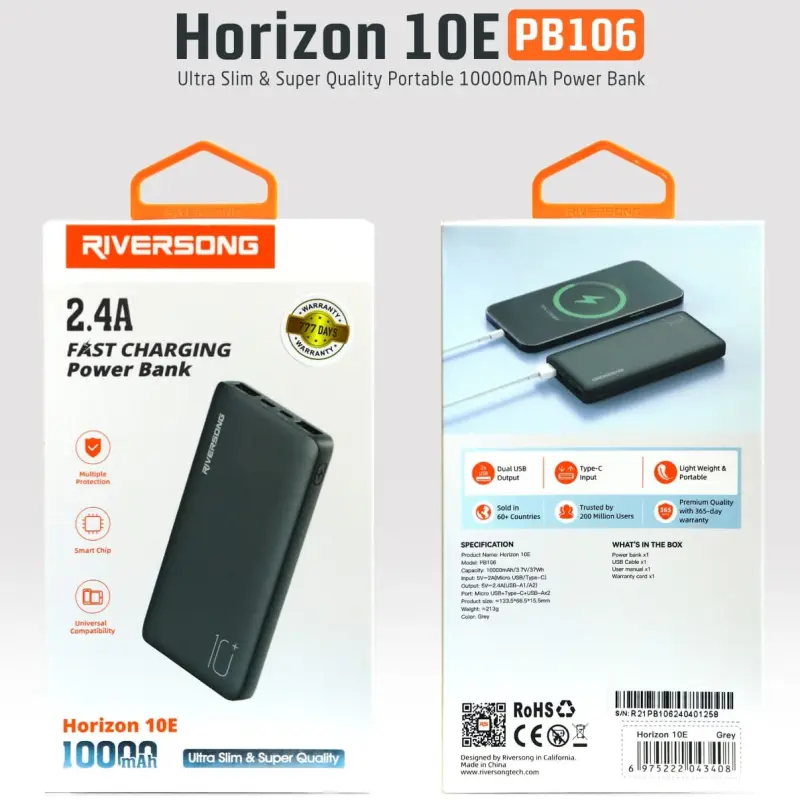 RIVERSONG POWER BANK 10000MAH 10E FAST CHARGING PB106