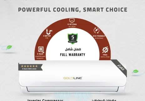 GOLD LINE SPLIT 2.5 TON INVERTER G2ATZN-HO030R0C-3 WARRANTY FULL 5 YEARS & 7 YEARS COMPRESSOR