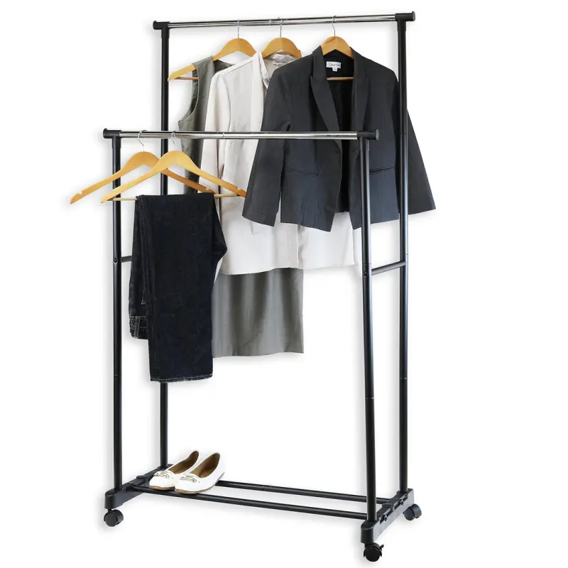 HOMEWAY DOUBLE RODS GARMENTS RACK 80X43X90X160CM HW3817