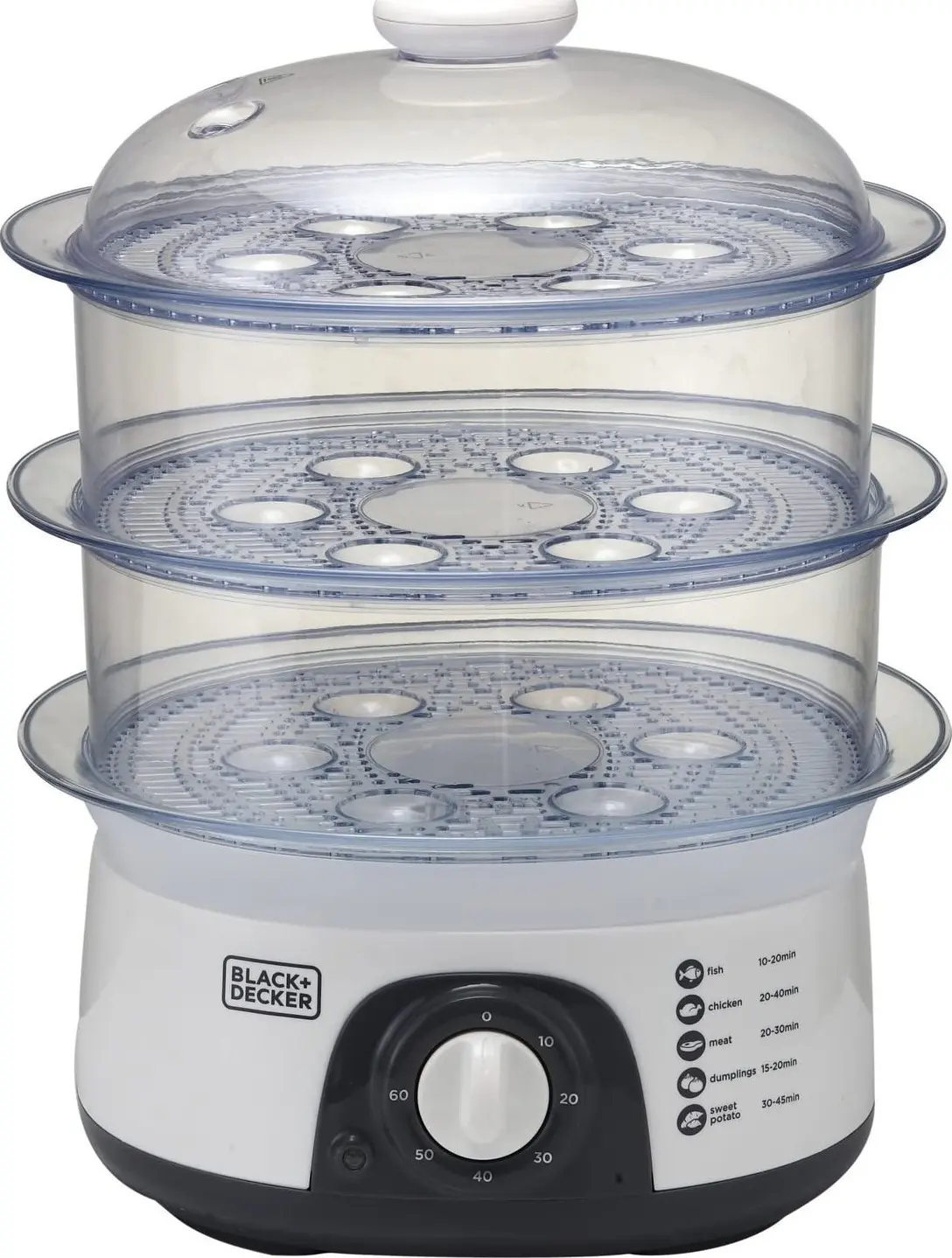 BLACK & DECKER FOOD STEAMER 3 TIER 775W HS6000 MADE IN CHINA ( 2 YEAR FULL WARRANTY )