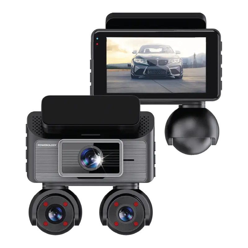 POWEROLOGY DASH CAMERA WITH 3 LENSES PWCAM108BK