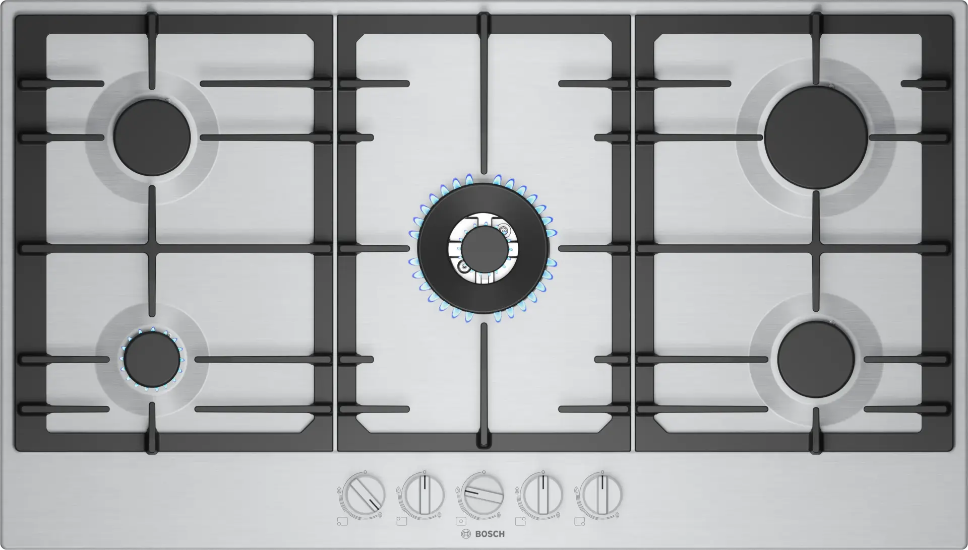 BOSCH BI GAS HOB 90 CM STEEL PCQ9B5I90  ( 1 YEAR FULL WARRANTY )