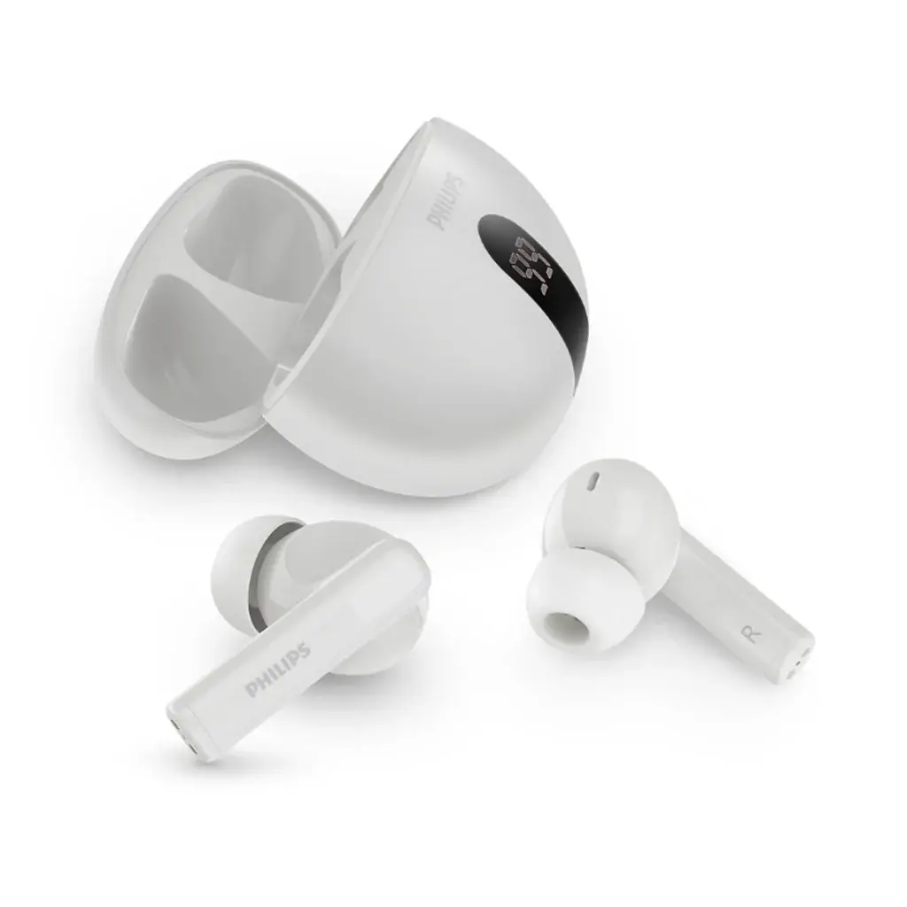 Philips TAT3559WT/97 True wireless headphones,Natural sound. Dynamic Bass, Up to 20 hours play time, white color.