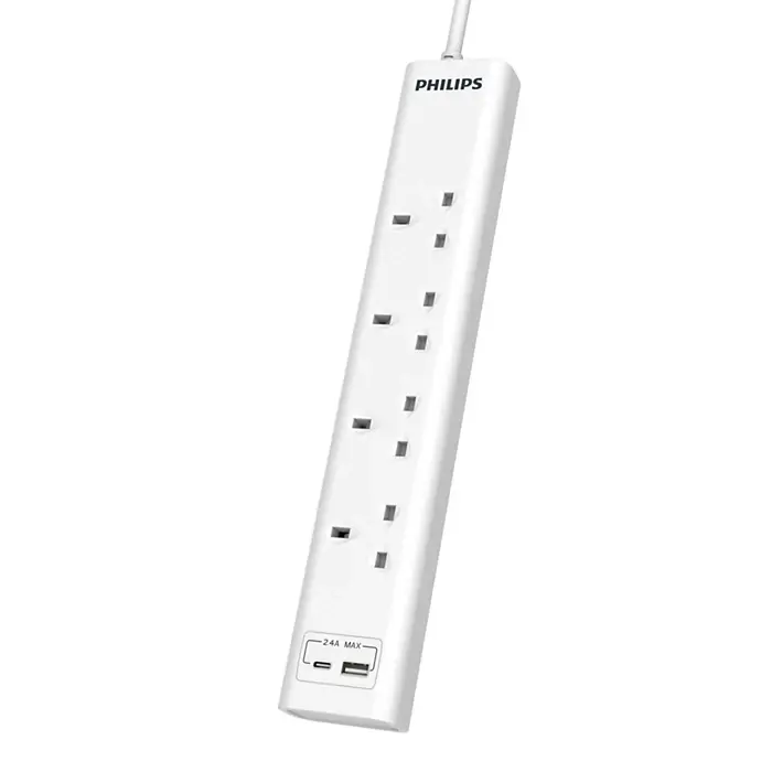 PHILIPS EXTENSION 4 SOCKET 1 USB 1 C POR 3M  CHP4141WB/89