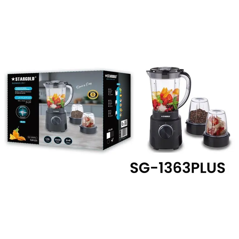 STARGOLD BLENDER 3 IN 1 500W 1.5L SG-1363PLUS MADE IN CHINA ( 2 YEARS WARRANTY )