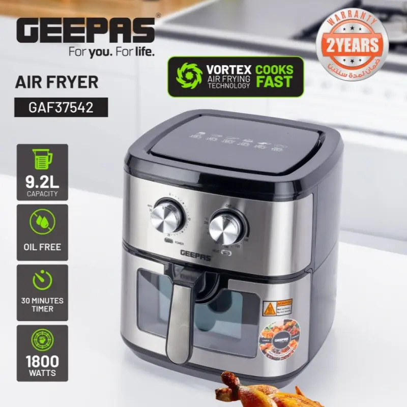 GEEPAS AIR FRYER 9.2L 1800W GAF37542 MADE IN CHINA ( 2 YEAR FULL WARRANTY )